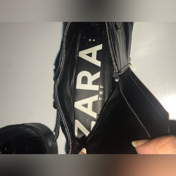 SOLD— Zara Pair of black leather shoes ( boots/ boutine) - Picture 2 of 6